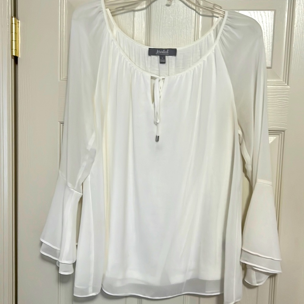 Marled blouse, white, size M